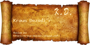 Kraus Dezsér névjegykártya